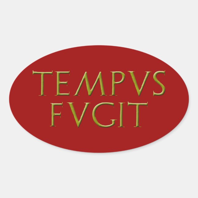 Tempus Fugit Sticker Ovalt Klistermärke (Framsida)