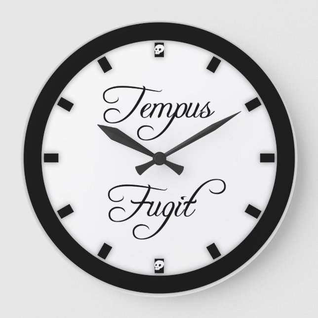 Tempus Fugit Time Flies Gothic Stor Klocka (Framsida)