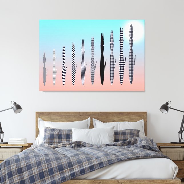 Ten Cat's Geometric Pattern  Canvastryck (Insitu (sovrum))