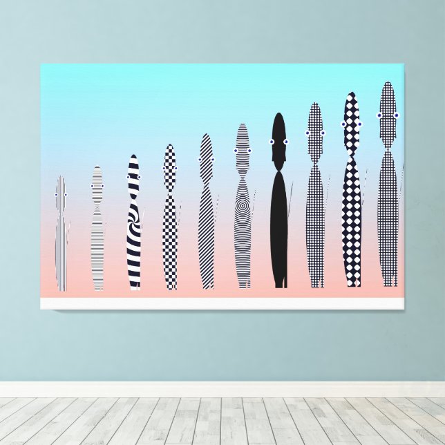 Ten Cat's Geometric Pattern Design  Canvastryck (Insitu (trägolv))