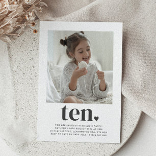 Ten Heart - Square Photo Birthday-inbjudan Inbjudningar