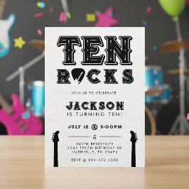 Ten Rocks Guitar Pick 10th Birthday Party Inbjudningar