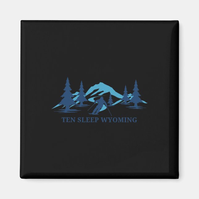 Ten Ssov Wyoming Ski Resort Skiing Skier Magnet (Framsidan)