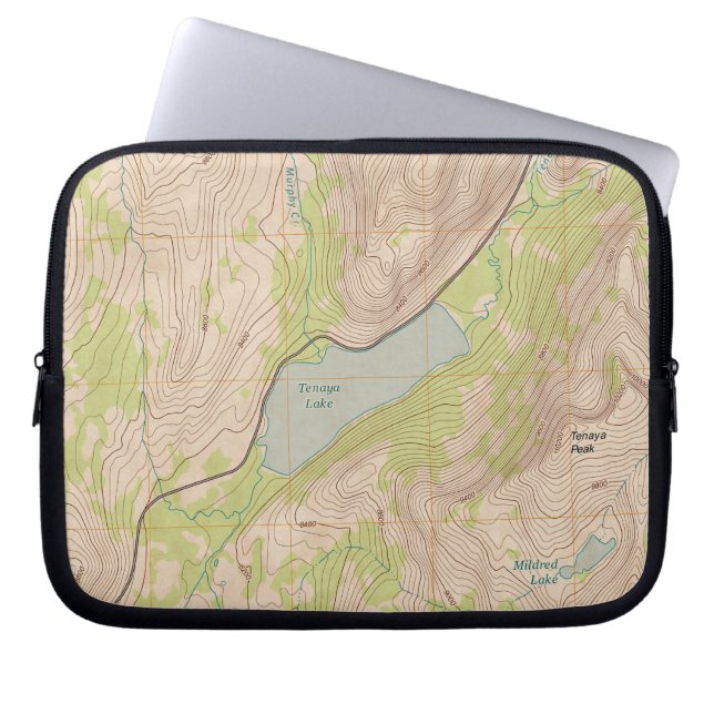 Tenaya Sjö, Yosemite Topografiska Karta Laptop Fodral (Framsidan)