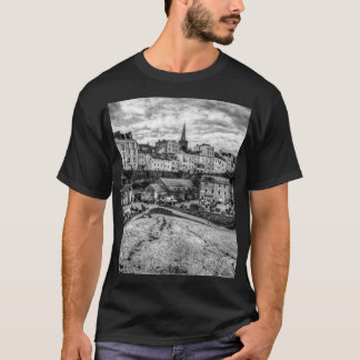 Tenby North Beach Black and White T Shirt