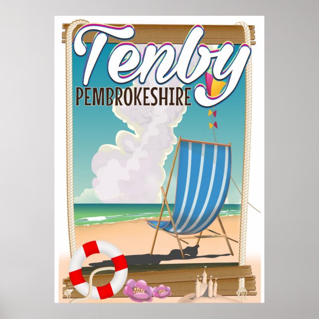 Tenby Pembrokeshire-reseaffisch Poster (Framsidan)