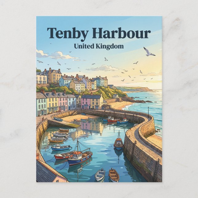 Tenby Storbritannien Vykort (Framsida)