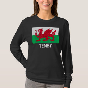 Tenby Wales Welsh Flagga Baner Y Ddraig Goch T Shirt