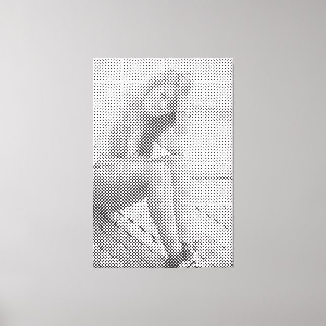 Tender Black Halftone Effect Sitta Girl Girl Canvastryck (Framsida)