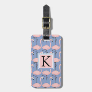 Tender Flamingo Pattern   Monogram Bagagebricka