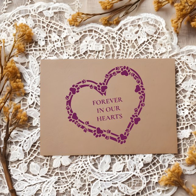 Tender Loving Memorial Heart Pet Paws Print  Stämpel (Pet Paws Print
Tender Loving Memorial Heart Pet Paws Print Rubber Stamp.)