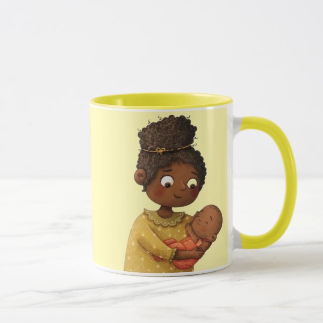 Tender Moment Whimsical Mother and Child Art Cofee Mugg (Höger)