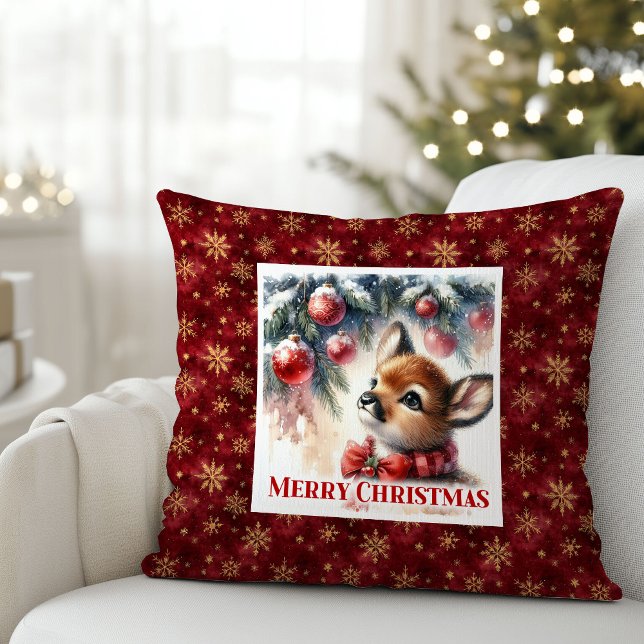 Tender winter scene baby deer kids room decor  kudde (Tender winter scene baby deer kids room decor (48))