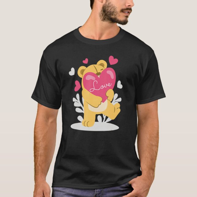 Tenderhearted Bear Valentines Day a Couple Matchin T Shirt (Framsida)
