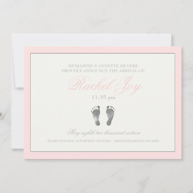 Tenderness Rosa Birth Notice of Meddelande (Framsida)