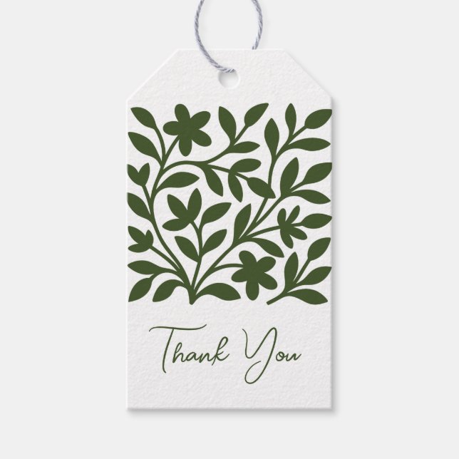 Tendril Garden Grönt Vine Blommigt Löv Presentetikett (Framsidan)