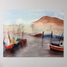 Tenerife, Harbor WATERCOLOR Poster