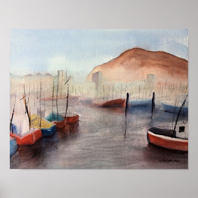 Tenerife, Harbor WATERCOLOR Poster (Framsidan)