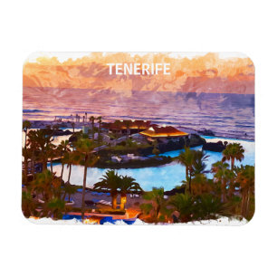 Tenerife Kanarieöarna Watercolor Beach Magnet