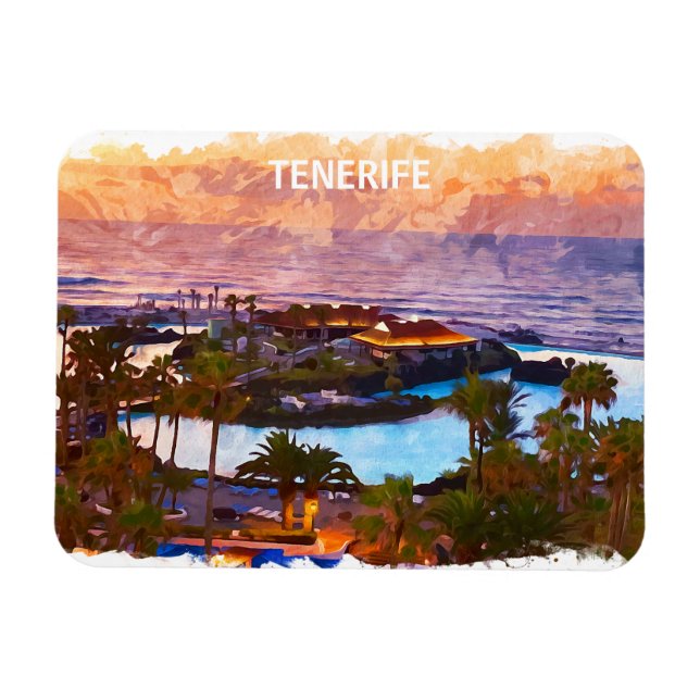 Tenerife Kanarieöarna Watercolor Beach Magnet (Horisontell)