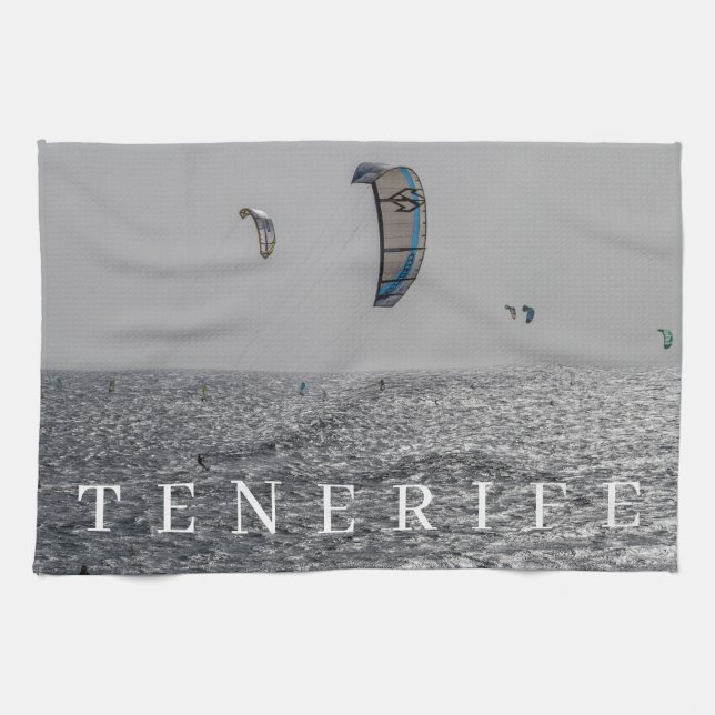 Tenerife kite surfers tea towel kökshandduk (Horisontell)