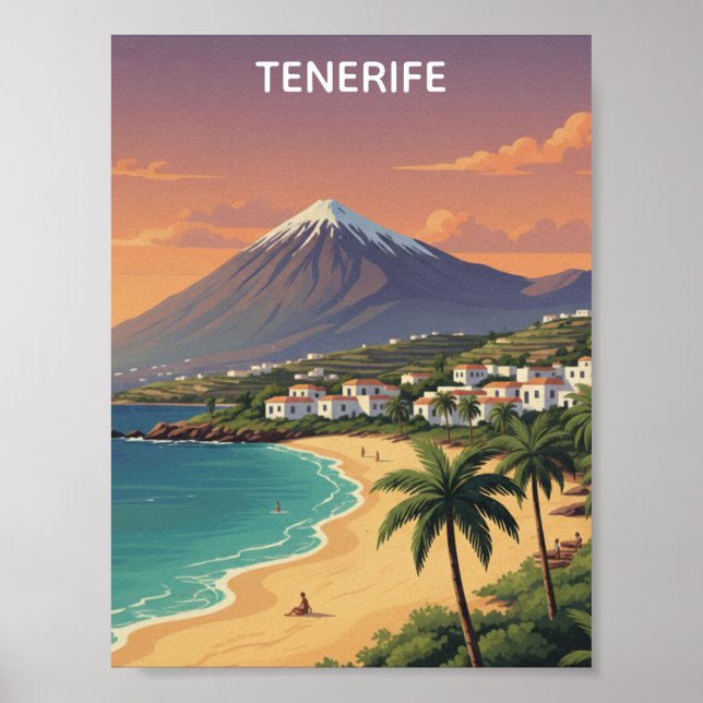 Tenerife Mount Teide Canary Island Vintage Travel Poster (Framsidan)
