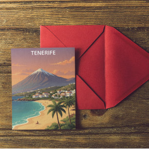 Tenerife Mount Teide Kanarieöarna Vintage Resa Vykort