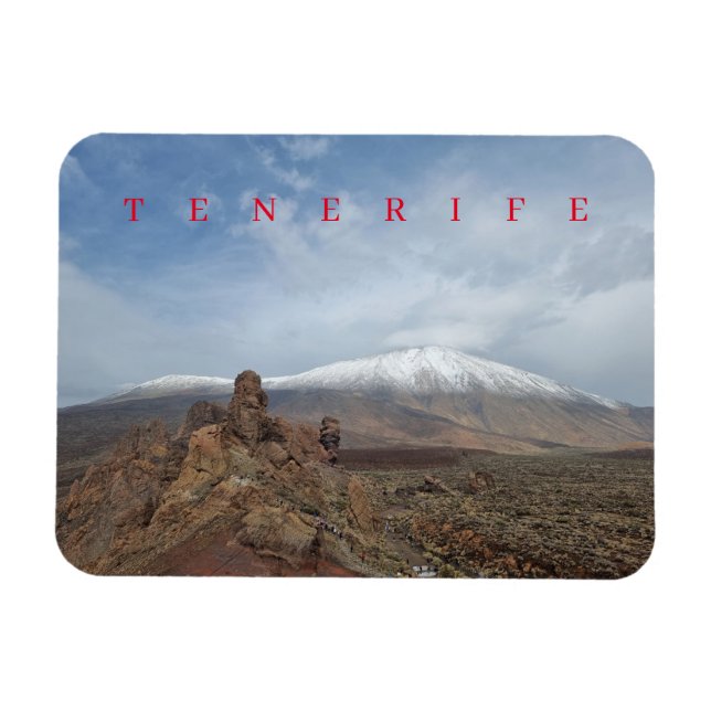 Tenerife Mount Teide med snö-bildkylskåp Magnet (Horisontell)