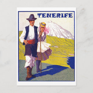 Tenerife, par två bybor, Spanien, vintage Vykort