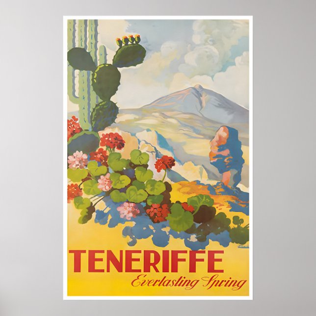 Tenerife Resor Affisch Spanien Konsttryck Spanska (Framsidan)