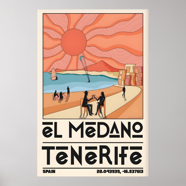 Tenerife Resor Poster El Medano Strand, Överstorle (Framsidan)