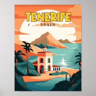 Tenerife Spain vintage resor illustration Poster