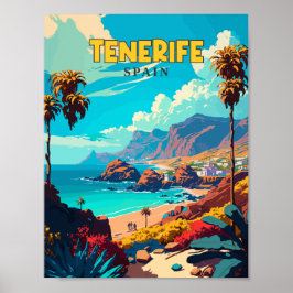 Tenerife Spain vintage resor illustration Poster