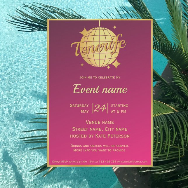 Tenerife Spanien fest rosa fiesta event Inbjudan (Skapare uppladdad)