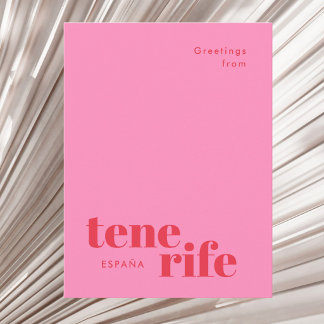 Tenerife Spanien modern typografi vykort