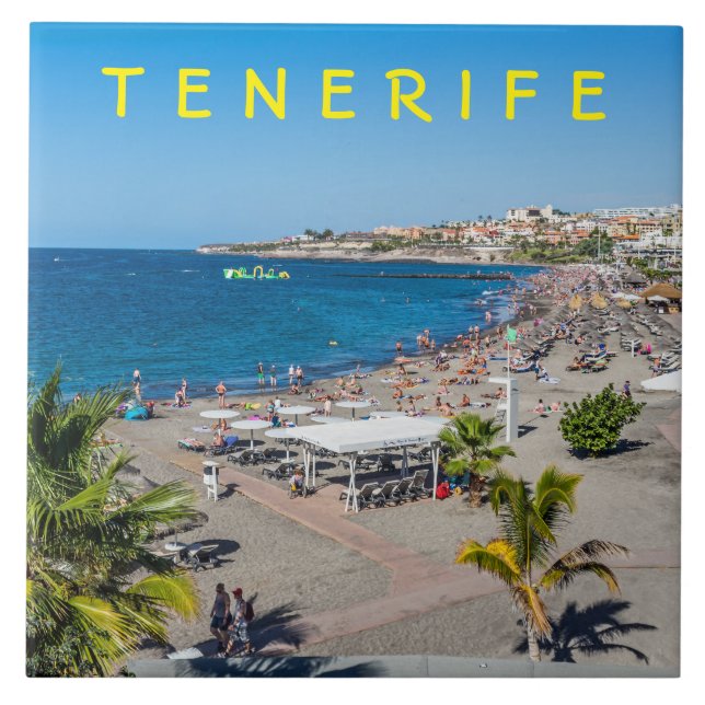 Tenerife-strandvy keramiskt plattor kakelplatta (Framsidan)