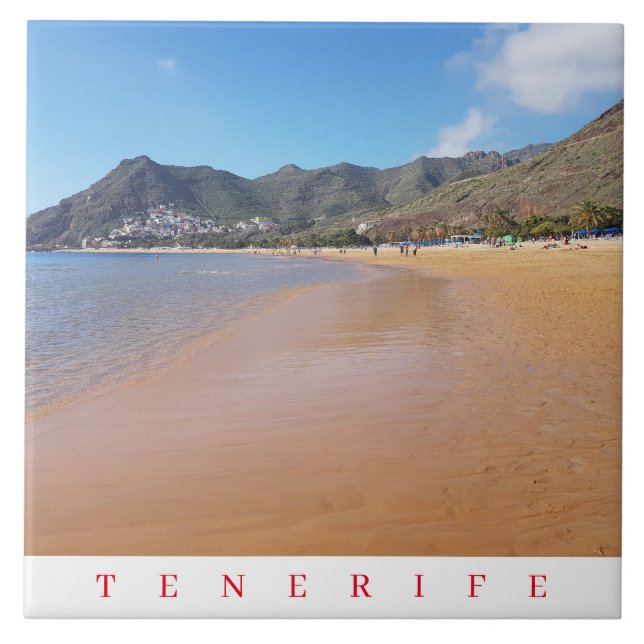 Tenerife Teresitas Beach view ceramic tile Kakelplatta (Framsidan)