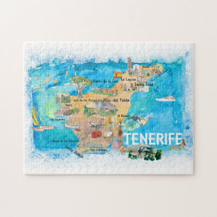 Teneriffa Canarias Spain Illustrated Karta Pussel