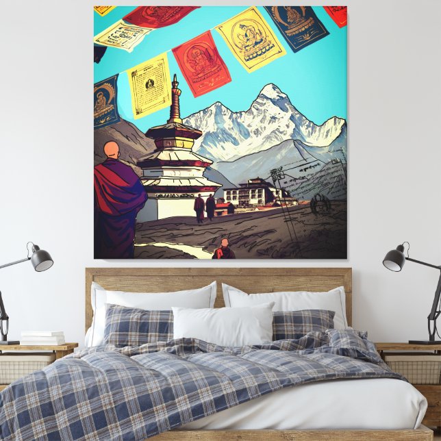 Tengboche kloster Everest View Konstverk Canvastryck (Insitu (sovrum))