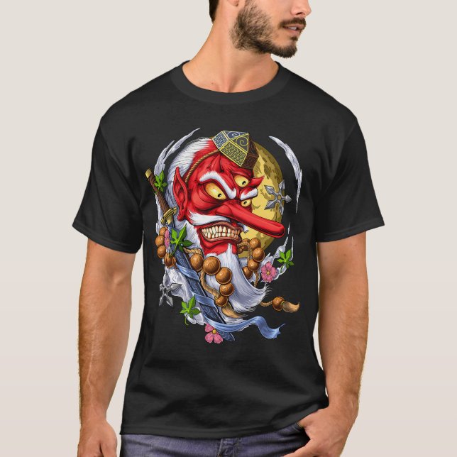 Tengu japansk demon t shirt (Framsida)