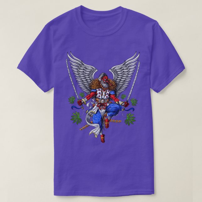 Tengu Japanska Samurai T Shirt (Design framsida)