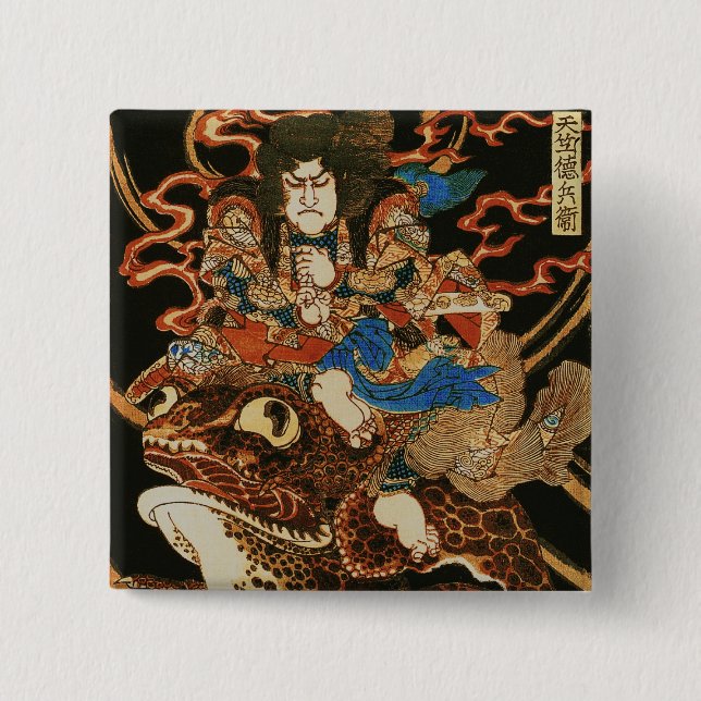 Tenjiku Tokubei Riding Giant Toad Kuniyoshi Bra Knapp (Framsida)
