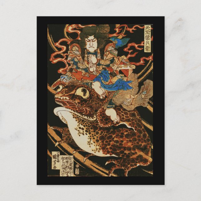 Tenjiku Tokubei Riding Giant Toad Kuniyoshi Bra Vykort (Framsida)