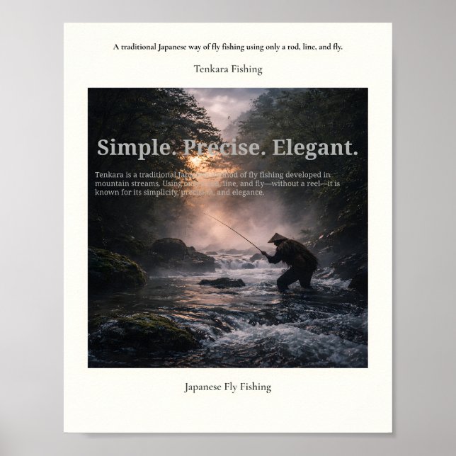 Tenkara Fiskeaffisch – Japansk flugfiske Poster (Framsidan)