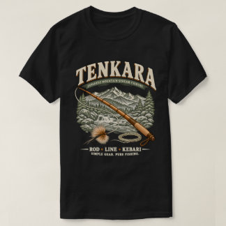 Tenkara – Vintage Japansk Flugfiske Svart T Shirt