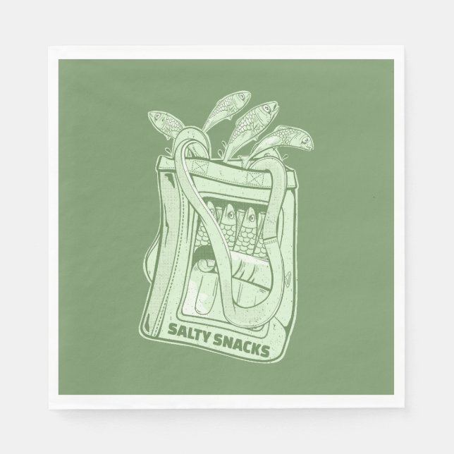 Tenn av sardinsalt snack pappersservett (Framsidan)
