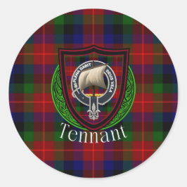 Tennant Scottish Clan Tartan & Crest Runt Klistermärke