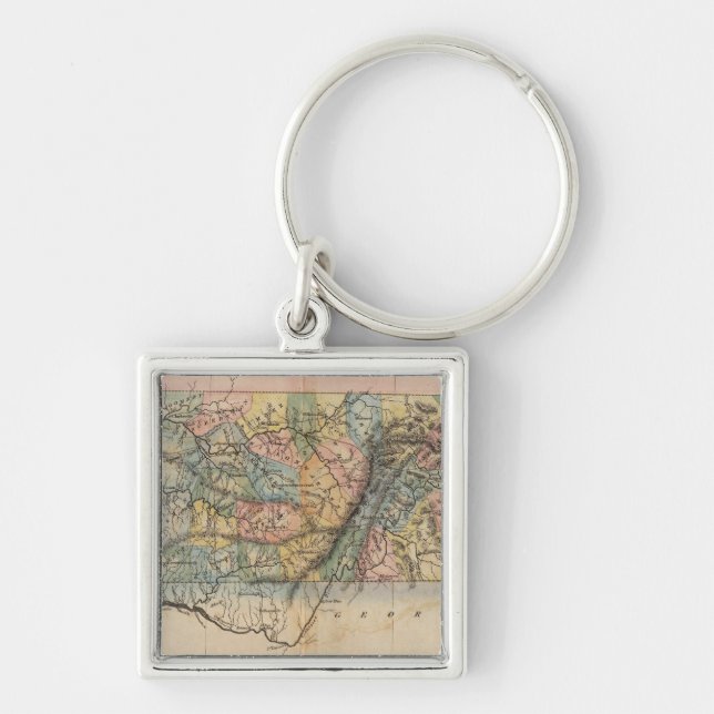 Tennessee 7 fyrkantig silverfärgad nyckelring (Framsidan)