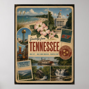 Tennessee Äkta Vintage Stil Poster