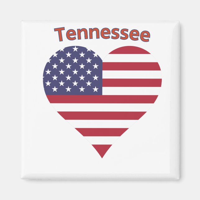 Tennessee American Flagga Heart Magnet (Framsidan)